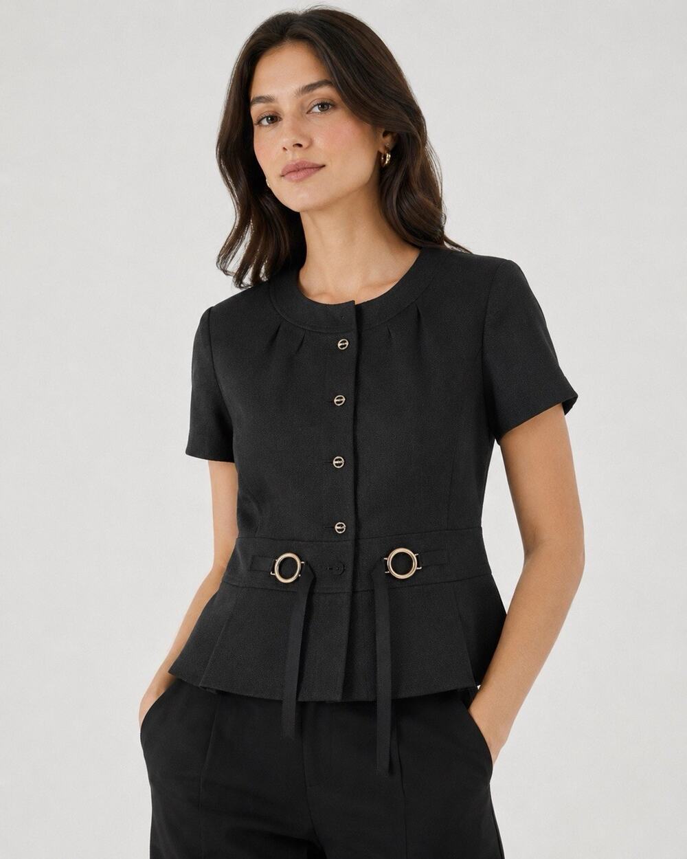Tahari Arthur S. Levine Black Short Sleeve Blazer Jacket Size 12